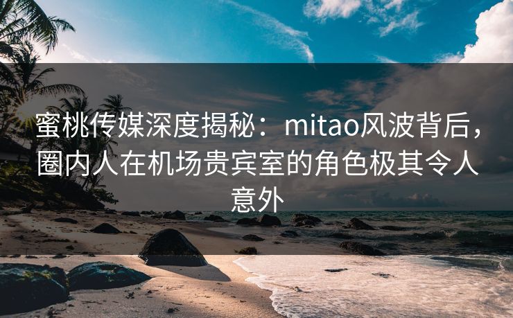蜜桃传媒深度揭秘：mitao风波背后，圈内人在机场贵宾室的角色极其令人意外