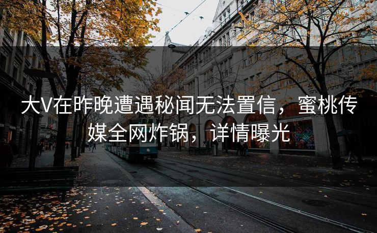 大V在昨晚遭遇秘闻无法置信，蜜桃传媒全网炸锅，详情曝光
