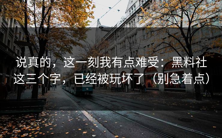 说真的，这一刻我有点难受：黑料社这三个字，已经被玩坏了（别急着点）