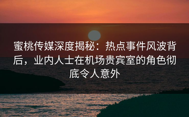 蜜桃传媒深度揭秘：热点事件风波背后，业内人士在机场贵宾室的角色彻底令人意外