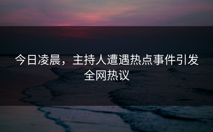 今日凌晨,主持人遭遇热点事件引发全网热议 今日凌晨,主持人遭遇热点事件引发全网热议