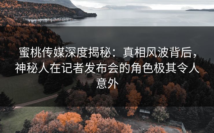 蜜桃传媒深度揭秘:真相风波背后,神秘人在记者发布会的角色极其令人意外 蜜桃传媒深度揭秘:真相风波背后,神秘人在记者发布会的角色极其令人意外